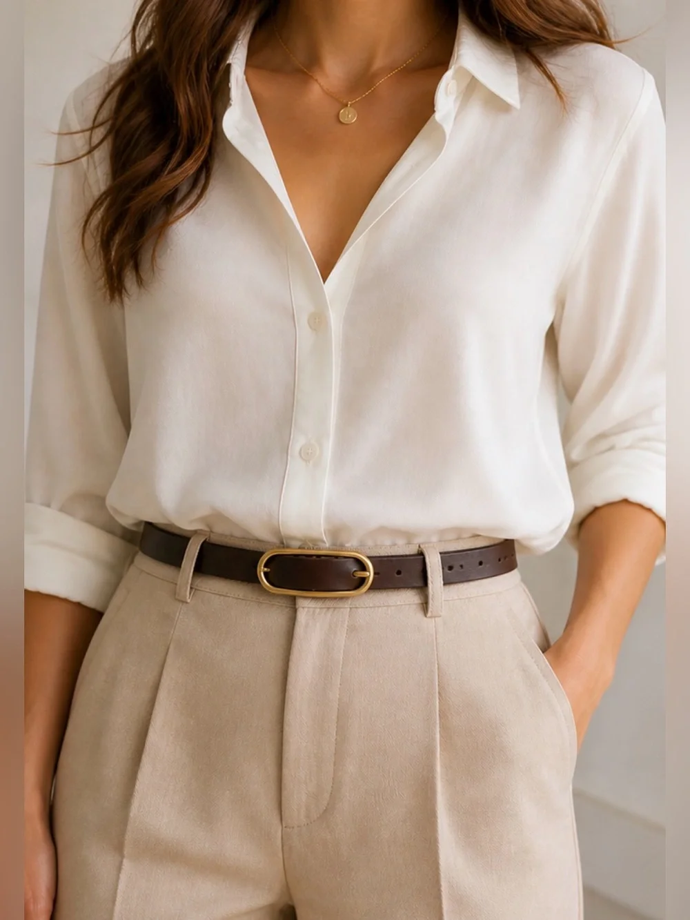 Veronica Beard Brown Leather Loop Belt/Size 4